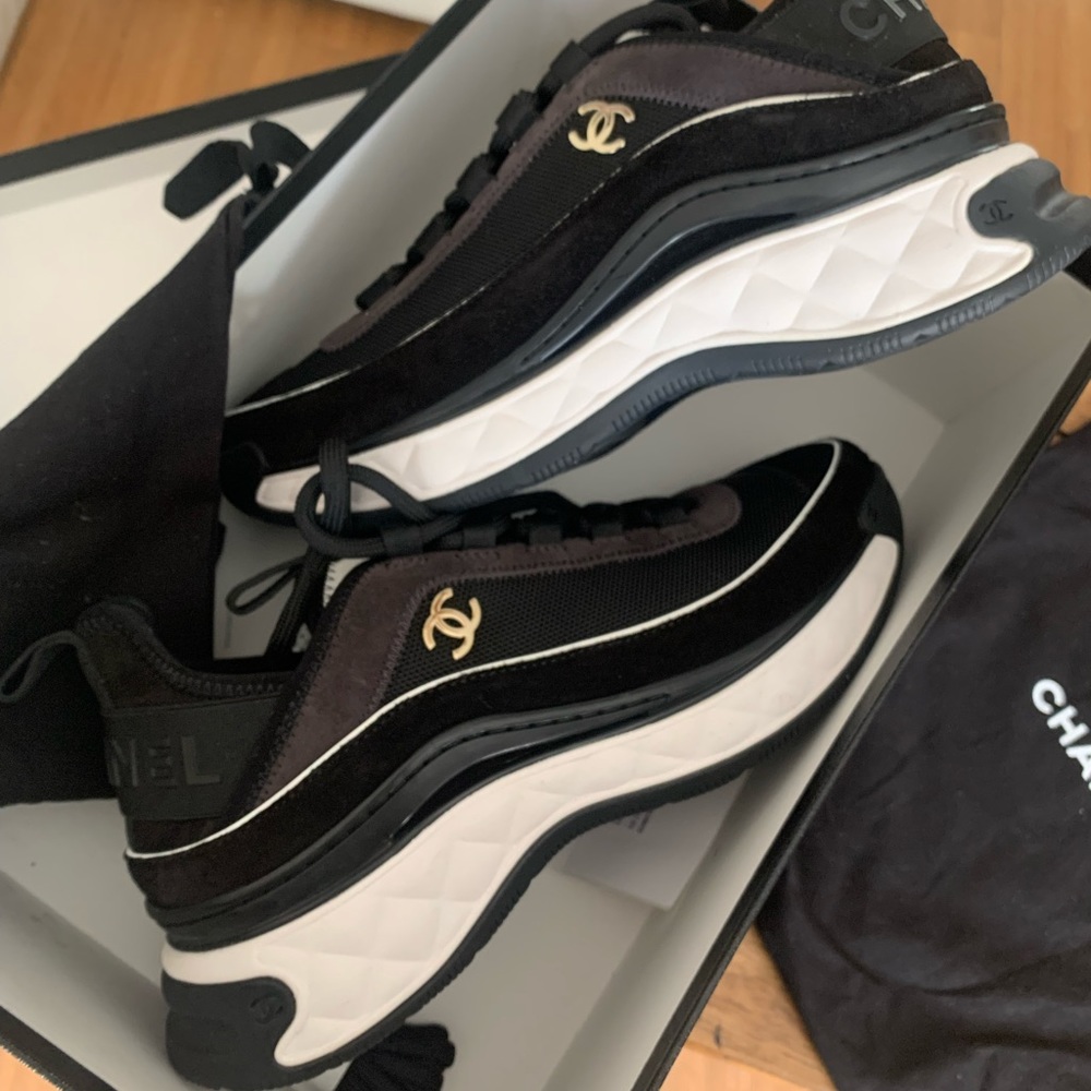Authentic Chanel Sneakers . Two dust bags and extra laces